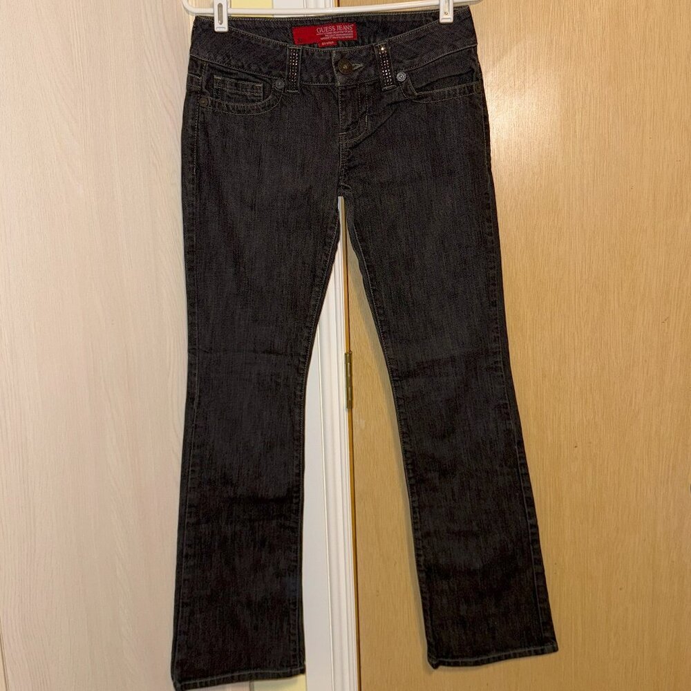 Guess Low Rise Dark Wash Bootcut Jeans with Embellished Detail
